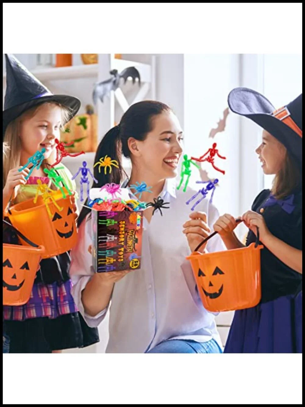 58PCS Halloween Party Favors Stretchy Skeleton Spider Toys for Kids Goody Bag